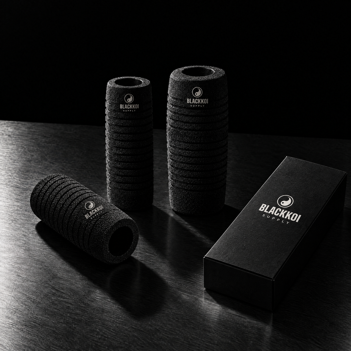 Disposable grips with the BlackKoi Supply seal and box