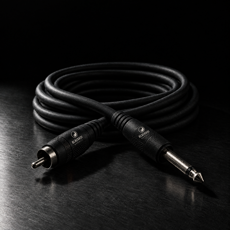 RCA cord with the BlackKoi Supply mark on the connectors