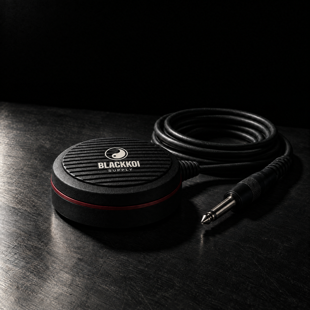 Foot pedal with the BlackKoi Supply seal on the top plate