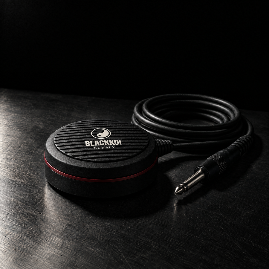 Foot pedal with the BlackKoi Supply seal on the top plate